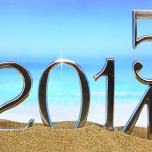 New year 2015 is coming on the beach